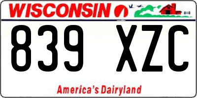 WI license plate 839XZC