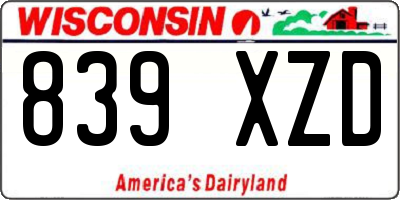 WI license plate 839XZD