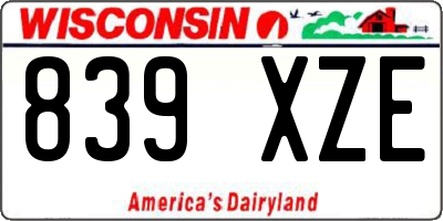 WI license plate 839XZE