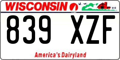 WI license plate 839XZF