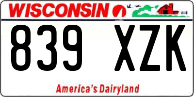 WI license plate 839XZK