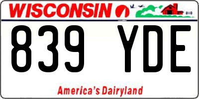 WI license plate 839YDE