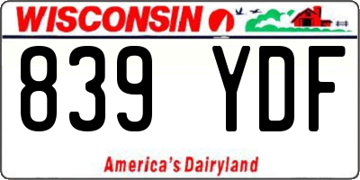 WI license plate 839YDF
