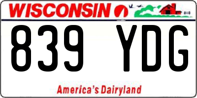 WI license plate 839YDG