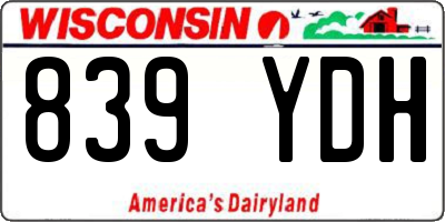 WI license plate 839YDH