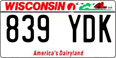 WI license plate 839YDK