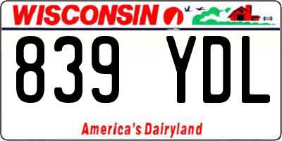 WI license plate 839YDL