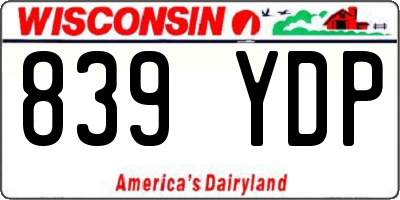 WI license plate 839YDP