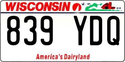 WI license plate 839YDQ