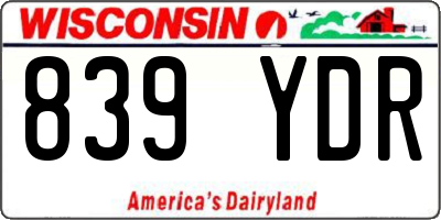 WI license plate 839YDR