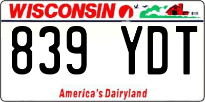 WI license plate 839YDT