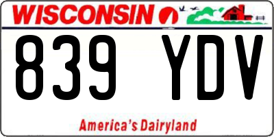 WI license plate 839YDV