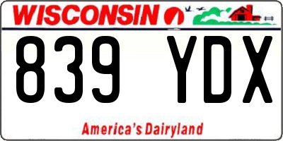 WI license plate 839YDX