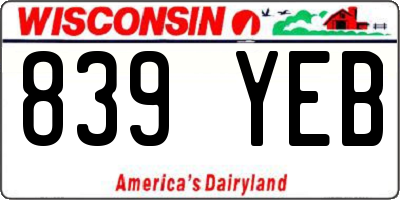 WI license plate 839YEB