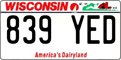 WI license plate 839YED