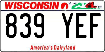 WI license plate 839YEF
