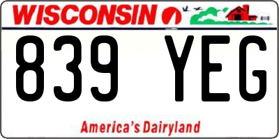 WI license plate 839YEG