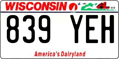 WI license plate 839YEH