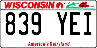WI license plate 839YEI