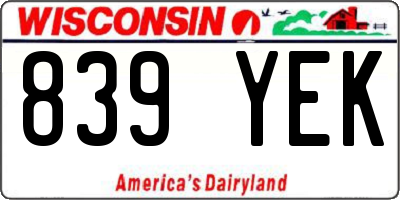 WI license plate 839YEK