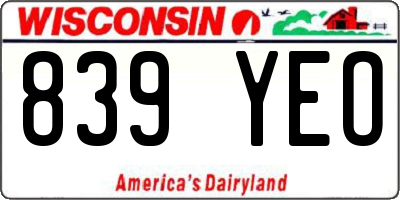 WI license plate 839YEO