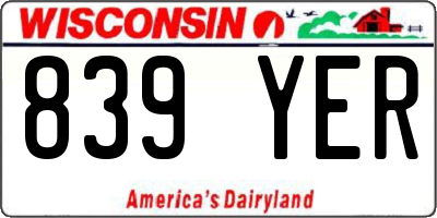 WI license plate 839YER