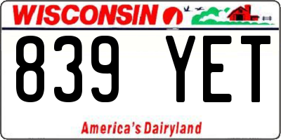 WI license plate 839YET