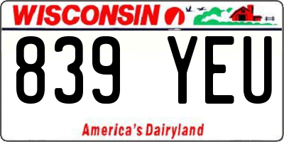 WI license plate 839YEU