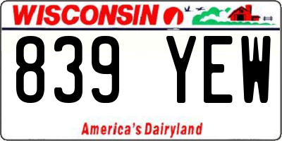 WI license plate 839YEW