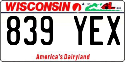 WI license plate 839YEX