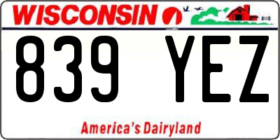 WI license plate 839YEZ