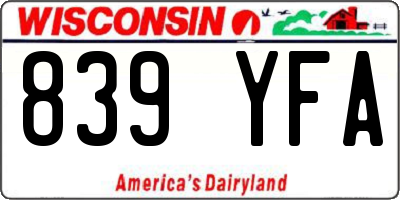 WI license plate 839YFA