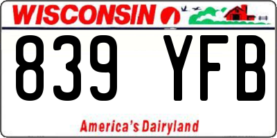 WI license plate 839YFB