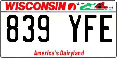 WI license plate 839YFE