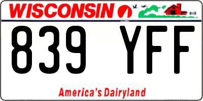 WI license plate 839YFF