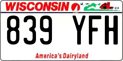WI license plate 839YFH