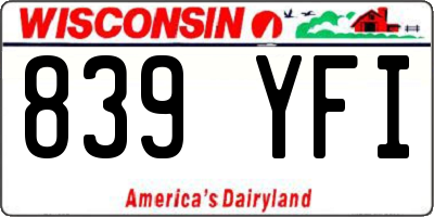 WI license plate 839YFI