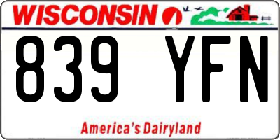 WI license plate 839YFN