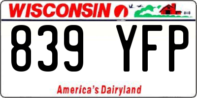 WI license plate 839YFP