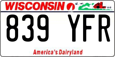 WI license plate 839YFR