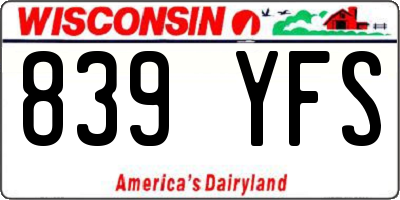 WI license plate 839YFS