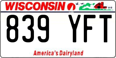 WI license plate 839YFT