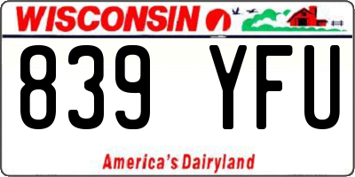 WI license plate 839YFU