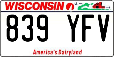 WI license plate 839YFV