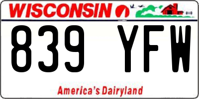WI license plate 839YFW