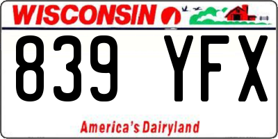 WI license plate 839YFX
