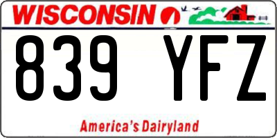 WI license plate 839YFZ
