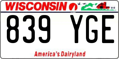 WI license plate 839YGE