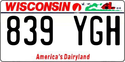 WI license plate 839YGH