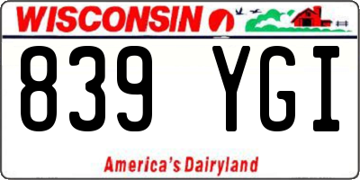 WI license plate 839YGI